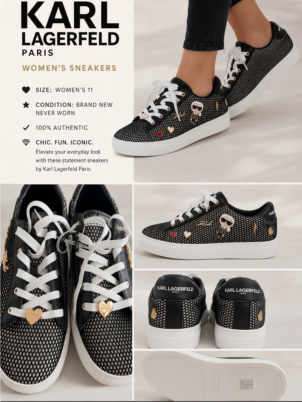Karl Lagerfeld Cate Pin Logo Sneakers